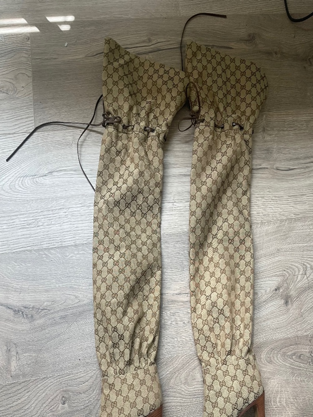 Gucci Lisa GG Canvas Knee Boots